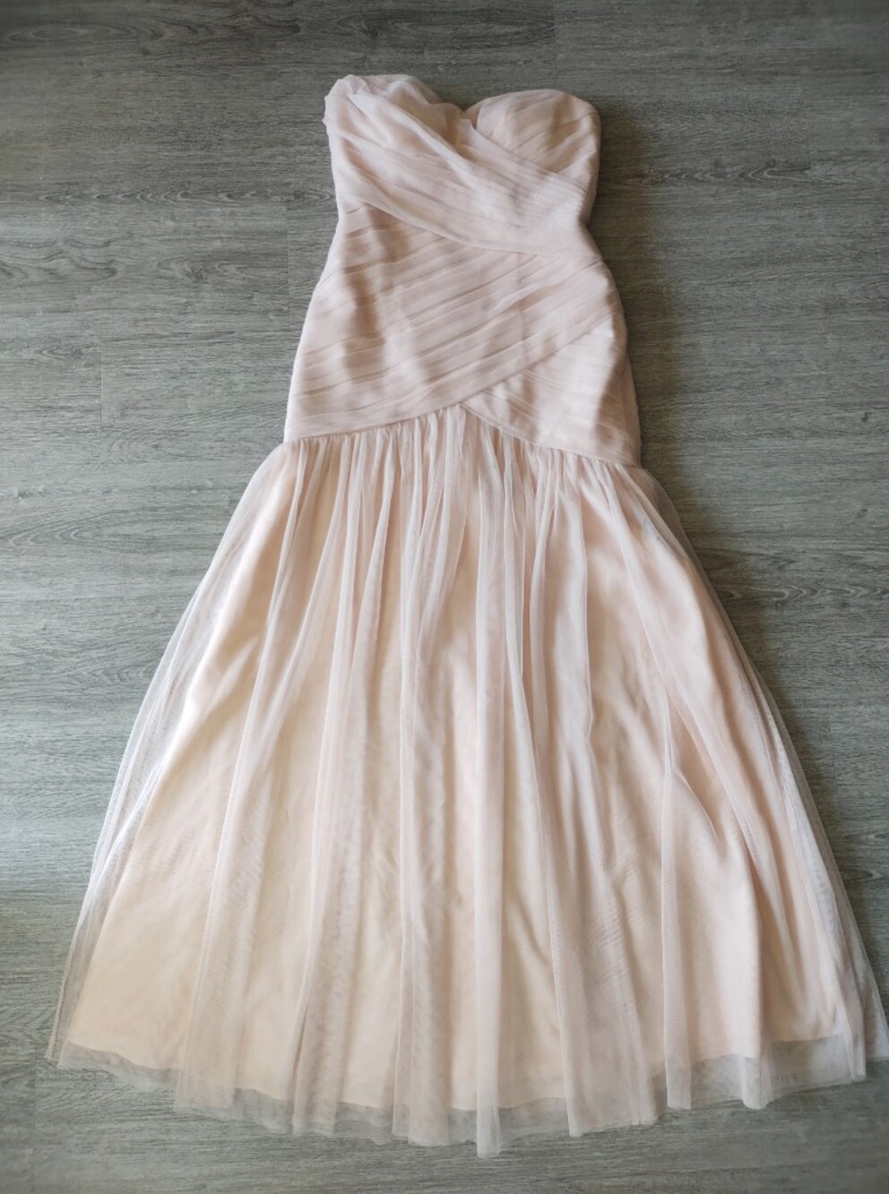 Vintage Vera Wang White Strapless Blush Pink Tulle Evening Gown - Picture 11 of 16